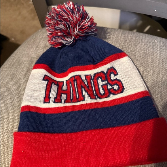 Stranger Things Red and Blue Pom-Pom Beanie - Picture 2 of 2